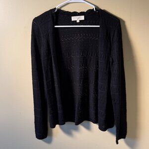 Sezane Paris Keyla Cardigan Black Organic Cotton Lace Women's